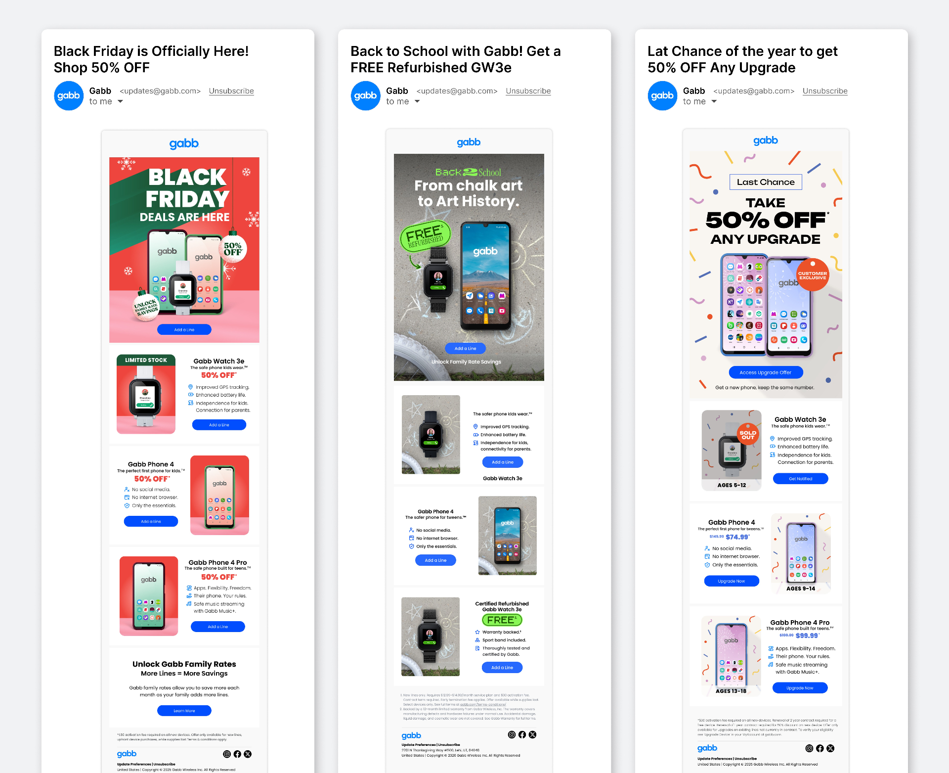 Gabb email campaigns